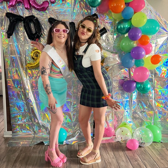 Romwe Plaid Overall Checkered Dress Size Large Green Dark Academia Preppy - Picture 13 of 14